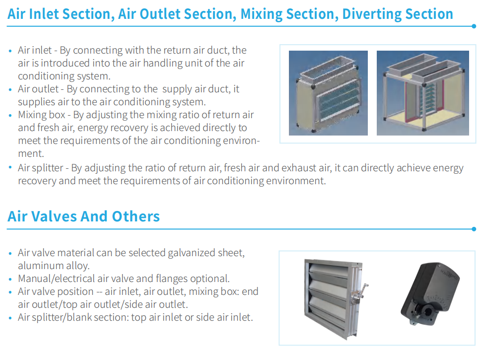 Modular Double Skin Clean Air Handling Unit High Static Variable Frequency AHU