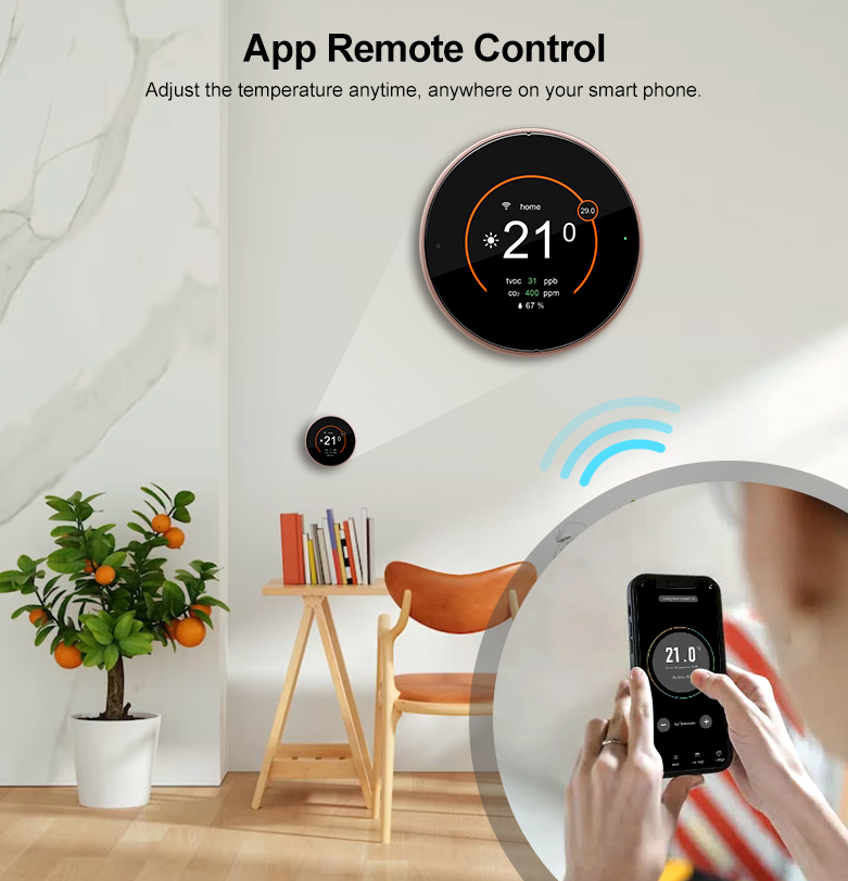 24V Multi Stage Smart WiFi Round Thermostat For Central Air & Heat Pump