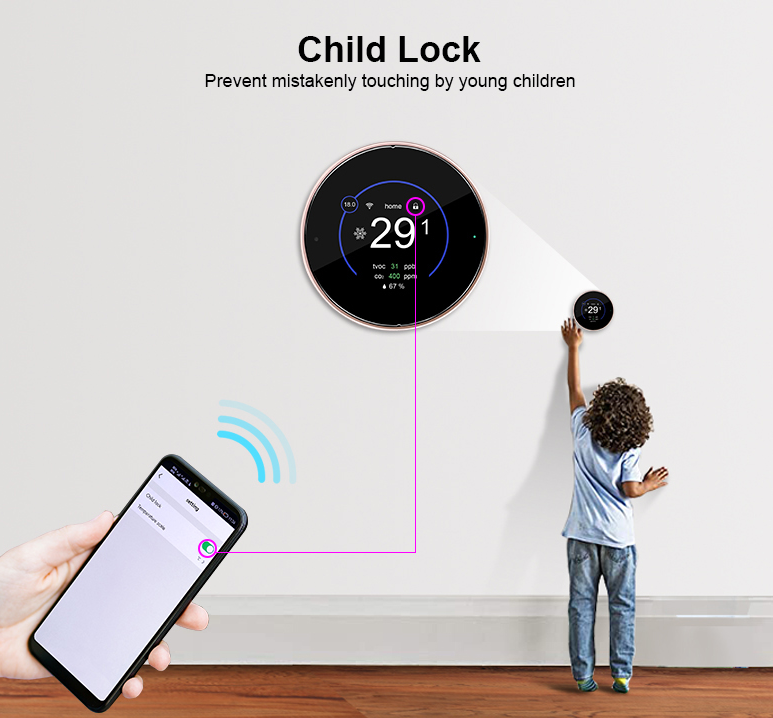 24V Multi Stage Smart WiFi Round Thermostat For Central Air & Heat Pump