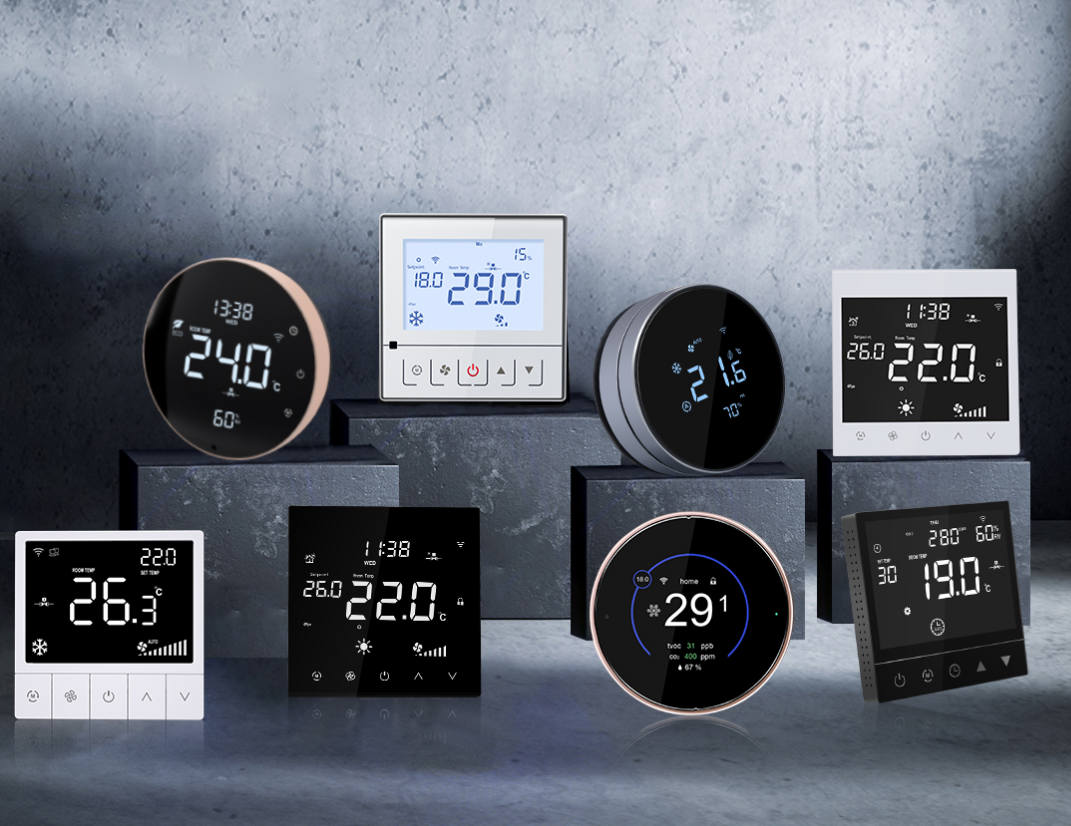 Fan Coil Floor Heating EC Fan LoRa WIFI RS485 Smart Thermostat Commercial HVAC Controller