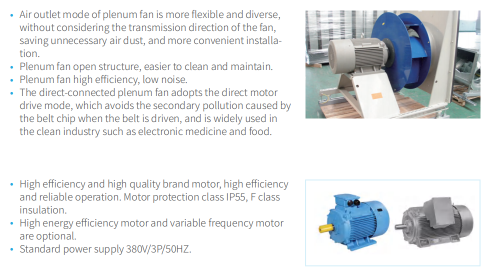 Modular Double Skin Clean Air Handling Unit High Static Variable Frequency AHU