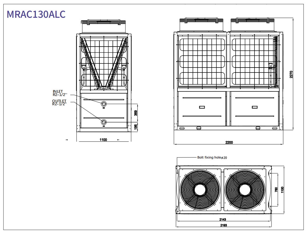 Modular All-Year Air Cooled Chiller MRAC-LC Anti-Freeze Industrial Cooling Unit